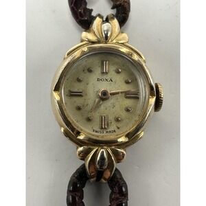 Doxa Ladies Watch Gold Plated Vintage Mechanical‎ 17MM 6.75" Swiss Made A23